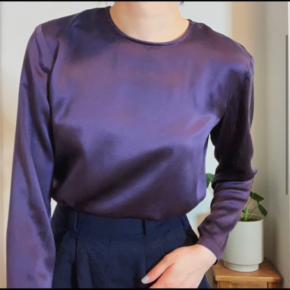 Dark purple 100% silk blouse